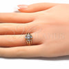 Oro Laminado Multi Stone Ring, Gold Filled Style with White Cubic Zirconia, Polished, Golden Finish, 01.210.0086.1 (One size fits all)