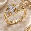 Oro Laminado Multi Stone Ring, Gold Filled Style with White Cubic Zirconia, Polished, Golden Finish, 01.210.0086.1 (One size fits all)