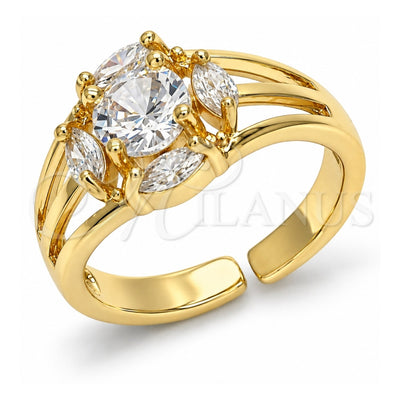 Oro Laminado Multi Stone Ring, Gold Filled Style with White Cubic Zirconia, Polished, Golden Finish, 01.210.0086.1 (One size fits all)
