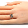 Oro Laminado Multi Stone Ring, Gold Filled Style Elephant Design, with Multicolor and Black Cubic Zirconia, Polished, Golden Finish, 01.210.0088.1 (One size fits all)