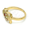Oro Laminado Multi Stone Ring, Gold Filled Style Elephant Design, with Multicolor and Black Cubic Zirconia, Polished, Golden Finish, 01.210.0088.1 (One size fits all)