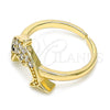 Oro Laminado Multi Stone Ring, Gold Filled Style Dolphin Design, with White and Black Cubic Zirconia, Polished, Golden Finish, 01.210.0090 (One size fits all)