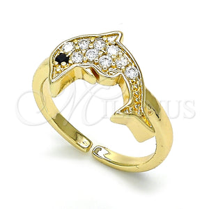 Gold Filled Ring — Multi Stone Ring Dolphin Design with White and — main product view — SKU 128870 | Oro Laminado anillo — Multi Stone Ring Dolphin diseño with blanco and — SKU 128870