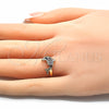 Oro Laminado Multi Stone Ring, Gold Filled Style Dolphin Design, with Multicolor and Black Cubic Zirconia, Polished, Golden Finish, 01.210.0090.1 (One size fits all)