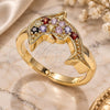 Oro Laminado Multi Stone Ring, Gold Filled Style Dolphin Design, with Multicolor and Black Cubic Zirconia, Polished, Golden Finish, 01.210.0090.1 (One size fits all)