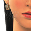 Oro Laminado Huggie Hoop, Gold Filled Style Flower Design, with Garnet and White Micro Pave, Polished, Golden Finish, 02.266.0025.2.20