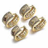 Oro Laminado Huggie Hoop, Gold Filled Style Flower Design, with Garnet and White Micro Pave, Polished, Golden Finish, 02.266.0025.2.20