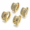 Oro Laminado Huggie Hoop, Gold Filled Style Heart Design, with Garnet and White Micro Pave, Polished, Golden Finish, 02.266.0039.1.20