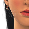 Oro Laminado Huggie Hoop, Gold Filled Style with Garnet and White Cubic Zirconia, Polished, Golden Finish, 02.266.0042.15