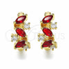 Oro Laminado Huggie Hoop, Gold Filled Style with Garnet and White Cubic Zirconia, Polished, Golden Finish, 02.266.0042.15