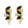 Oro Laminado Huggie Hoop, Gold Filled Style with Black and White Cubic Zirconia, Polished, Golden Finish, 02.266.0042.1.15
