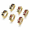 Oro Laminado Huggie Hoop, Gold Filled Style with Black and White Cubic Zirconia, Polished, Golden Finish, 02.266.0042.1.15