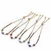 Oro Laminado Adjustable Bolo Bracelet, Gold Filled Style Evil Eye Design, with Multicolor Cubic Zirconia, Azul claro Resin Finish, Golden Finish, 03.63.2084.2.11 (01 MM Thickness, 11 Inches Length)