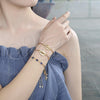 Oro Laminado Adjustable Bolo Bracelet, Gold Filled Style Evil Eye Design, with Multicolor Cubic Zirconia, Blue Resin Finish, Golden Finish, 03.63.2084.3.11 (01 MM Thickness, 11 Inches Length)