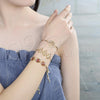 Oro Laminado Adjustable Bolo Bracelet, Gold Filled Style Flower and Baguette Design, with Multicolor Cubic Zirconia, Polished, Golden Finish, 03.316.0056.12 (01 MM Thickness, 12 Inches Length)