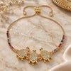 Oro Laminado Adjustable Bolo Bracelet, Gold Filled Style Turtle Design, with White and Multicolor Cubic Zirconia, Polished, Golden Finish, 03.316.0057.11 (01 MM Thickness, 11 Inches Length)