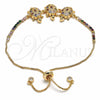 Oro Laminado Adjustable Bolo Bracelet, Gold Filled Style Turtle Design, with Multicolor and White Cubic Zirconia, Polished, Golden Finish, 03.316.0057.1.11 (01 MM Thickness, 11 Inches Length)