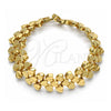 Oro Laminado Fancy Bracelet, Gold Filled Style Heart Design, Matte Finish, Golden Finish, 03.233.0012.07 (15 MM Thickness, 7 Inches Length)