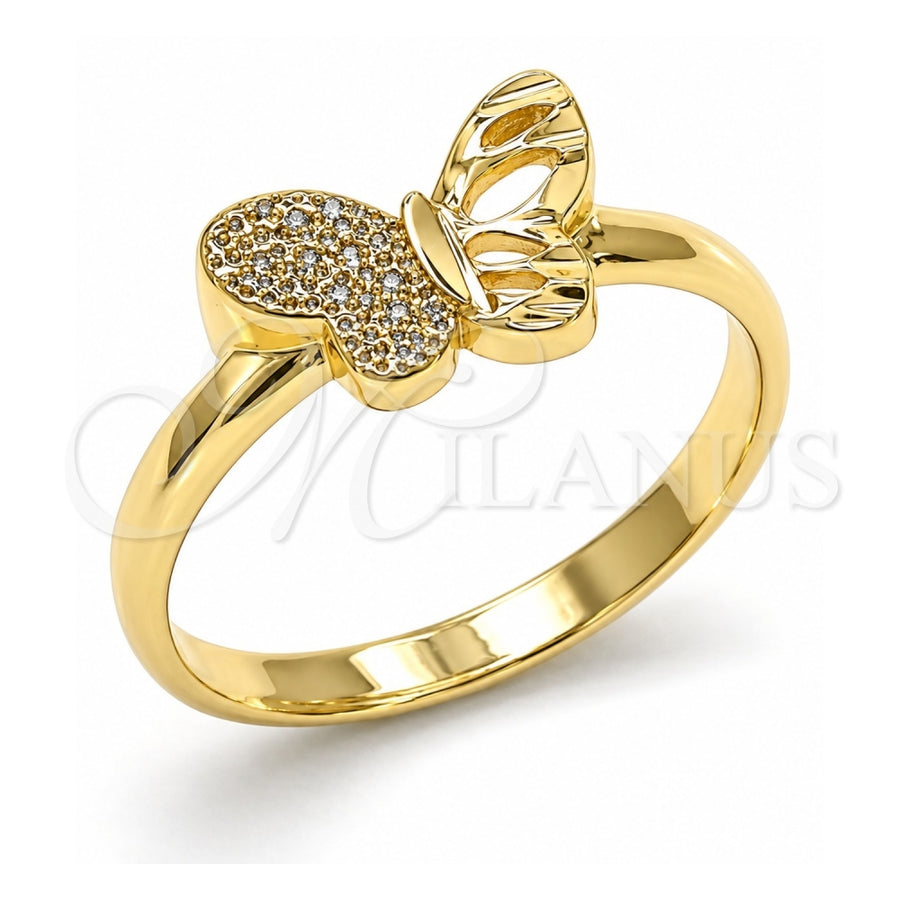 Oro Laminado Elegant Ring, Gold Filled Style Butterfly Design, Polished, Golden Finish, 01.233.0001.09 (Size 9)
