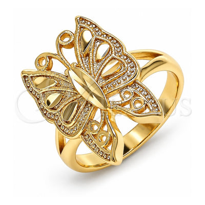 Oro Laminado Elegant Ring, Gold Filled Style Butterfly Design, Polished, Golden Finish, 01.233.0004.07 (Size 7)