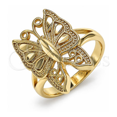Oro Laminado Elegant Ring, Gold Filled Style Butterfly Design, Polished, Golden Finish, 01.233.0004.09 (Size 9)