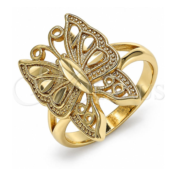 Oro Laminado Elegant Ring, Gold Filled Style Butterfly Design, Polished, Golden Finish, 01.233.0004.09 (Size 9)