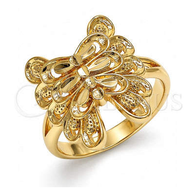 Oro Laminado Elegant Ring, Gold Filled Style Butterfly Design, Polished, Golden Finish, 01.233.0006.09 (Size 9)