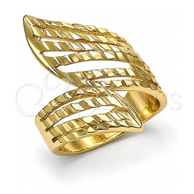 Oro Laminado Elegant Ring, Gold Filled Style Diamond Cutting Finish, Golden Finish, 01.233.0008.08 (Size 8)