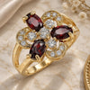 Oro Laminado Multi Stone Ring, Gold Filled Style with Garnet and White Cubic Zirconia, Polished, Golden Finish, 01.365.0001.07 (Size 7)