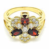 Oro Laminado Multi Stone Ring, Gold Filled Style with Garnet and White Cubic Zirconia, Polished, Golden Finish, 01.365.0001.08 (Size 8)