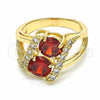 Oro Laminado Multi Stone Ring, Gold Filled Style with Garnet and White Cubic Zirconia, Polished, Golden Finish, 01.365.0003.09 (Size 9)