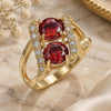 Oro Laminado Multi Stone Ring, Gold Filled Style with Garnet and White Cubic Zirconia, Polished, Golden Finish, 01.365.0003.09 (Size 9)
