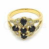 Oro Laminado Multi Stone Ring, Gold Filled Style with Black and White Cubic Zirconia, Polished, Golden Finish, 01.365.0006.08 (Size 8)