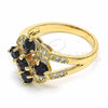 Oro Laminado Multi Stone Ring, Gold Filled Style with Black and White Cubic Zirconia, Polished, Golden Finish, 01.365.0006.08 (Size 8)