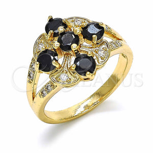 Gold Filled Ring — Multi Stone Ring with Black and White Cubic — main product view — SKU 128975 | Oro Laminado anillo — Multi Stone Ring with negro and blanco Cubic — SKU 128975