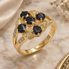 Oro Laminado Multi Stone Ring, Gold Filled Style with Black and White Cubic Zirconia, Polished, Golden Finish, 01.365.0006.09 (Size 9)