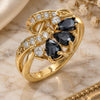 Oro Laminado Multi Stone Ring, Gold Filled Style with Black and White Cubic Zirconia, Polished, Golden Finish, 01.365.0007.09 (Size 9)