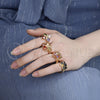 Oro Laminado Multi Stone Ring, Gold Filled Style with Black and White Cubic Zirconia, Polished, Golden Finish, 01.365.0008.07 (Size 7)