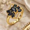 Oro Laminado Multi Stone Ring, Gold Filled Style with Black and White Cubic Zirconia, Polished, Golden Finish, 01.365.0008.09 (Size 9)