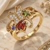 Oro Laminado Multi Stone Ring, Gold Filled Style Butterfly Design, with Multicolor Cubic Zirconia, Polished, Golden Finish, 01.365.0010.07 (Size 7)