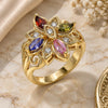 Oro Laminado Multi Stone Ring, Gold Filled Style with Multicolor Cubic Zirconia, Polished, Golden Finish, 01.365.0012.07 (Size 7)