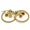 Stainless Steel Medium Hoop, Cherry Design, Red Enamel Finish, Golden Finish, 02.364.0001.30