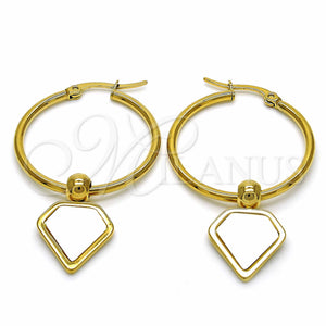 Stainless Steel Hoop Earrings — Medium Hoop White Enamel 02. — main product view — SKU 129008 | Acero Inoxidable aretes de aro — Medium Hoop blanco Enamel 02. — SKU 129008