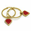 Stainless Steel Medium Hoop, Red Enamel Finish, Golden Finish, 02.364.0004.1.30