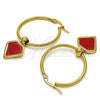 Stainless Steel Medium Hoop, Red Enamel Finish, Golden Finish, 02.364.0004.1.30