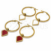Stainless Steel Medium Hoop, Red Enamel Finish, Golden Finish, 02.364.0004.1.30