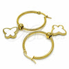 Stainless Steel Medium Hoop, Butterfly Design, White Enamel Finish, Golden Finish, 02.364.0006.30