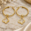 Stainless Steel Medium Hoop, Butterfly Design, White Enamel Finish, Golden Finish, 02.364.0006.30