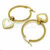 Stainless Steel Medium Hoop, Heart Design, White Enamel Finish, Golden Finish, 02.364.0008.30