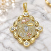 Oro Laminado Religious Pendant, Gold Filled Style Elephant and Owl Design, with White Crystal, Polished, Tricolor, 05.351.0030